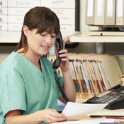 Nurse on Phone at work